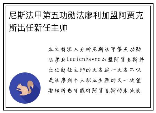尼斯法甲第五功勋法廖利加盟阿贾克斯出任新任主帅